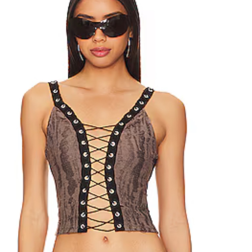 Ladder knit lace up top Jaded London